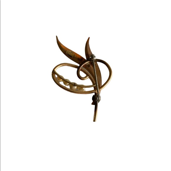 Taylord 1/20 12 KT Goldfilled Flower With Pearls Brooch Pin Vintage - Picture 3 of 7
